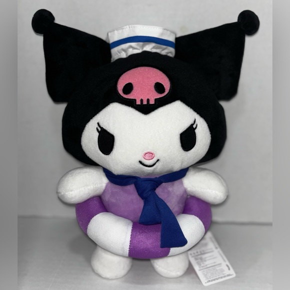 SANRIO KUROMI OFFICIAL STUFFED PLUSH/ SUMMER (WITH THE SWIMMING FLOAT) - Picture 1 of 5
